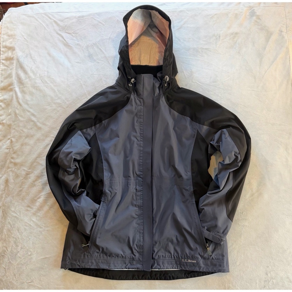 L.L.Bean Womens Medium 3-in-1 Jacket Polartec Fleece Hooded Waterproof Gray Blk
